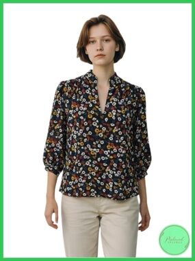 Ann Taylor Factory Floral Long Sleeve Top